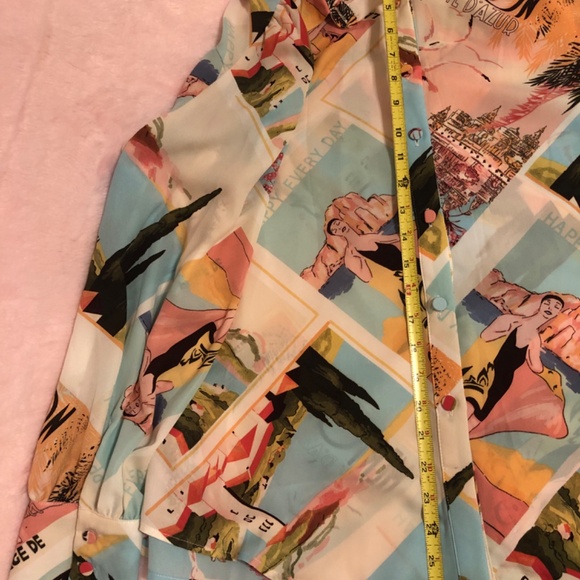 Just in Zeagoo Pink and Turquoise print blouse sz XL - Picture 8 of 9